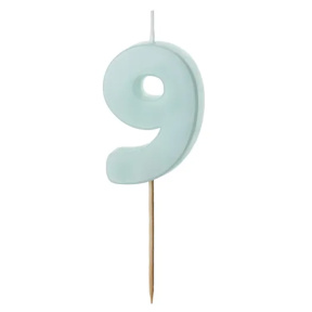 Lumânare pentru tort albastru deschis 5.5 cm, Cifra 9