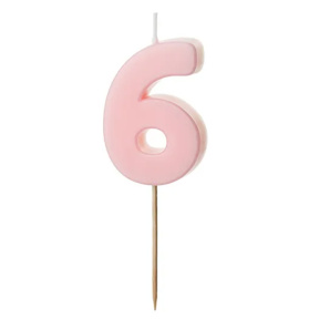 Lumânare pentru tort roz deschis 5.5 cm, Cifra 6