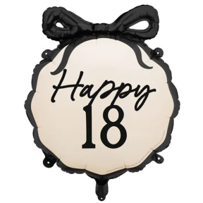 Шар фольгированный  "Happy 18" бежевый с черным, 57 x 67 см (22.4 x 26.4)