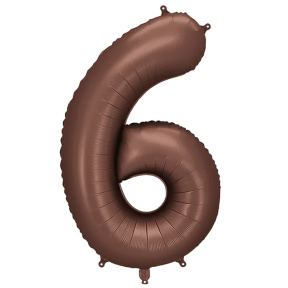 Шар фольгированный Мокко 86 см (39"), Цифра 6