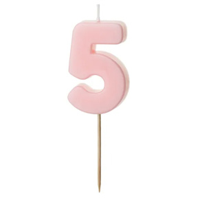 Lumânare pentru tort roz deschis 5.5 cm, Cifra 5