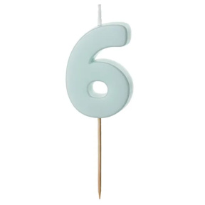 Lumânare pentru tort albastru deschis 5.5 cm, Cifra 6