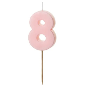 Lumânare pentru tort roz deschis 5.5 cm, Cifra 8