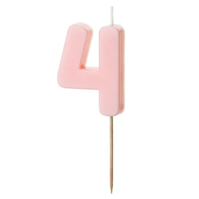 Lumânare pentru tort roz deschis 5.5 cm, Cifra 4