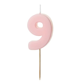 Lumânare pentru tort roz deschis 5.5 cm, Cifra 9