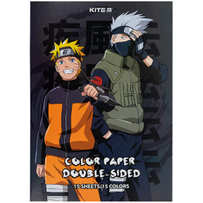 Set hîrtie colorată A4 Kite Naruto 15 foi 15 culori
