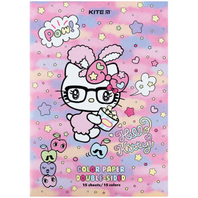 Set hîrtie colorată A4 Kite Hello Kitty 15 foi 15 culori
