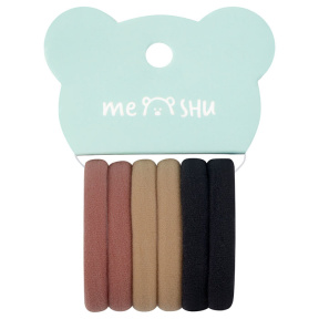 Резинки для волос MESHU "Essence thin" Горчица/каштан/черный 6 шт.
