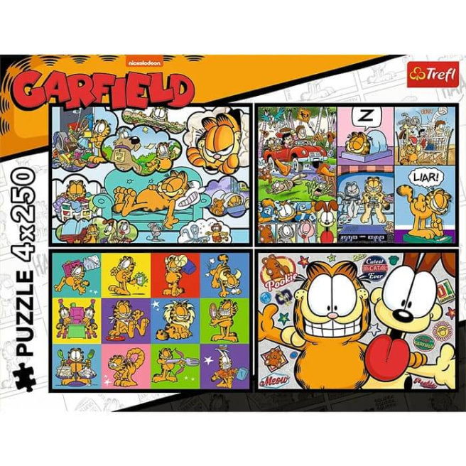 Puzzle "4x250” Lui Garfield nu-i plac zilele de luni
