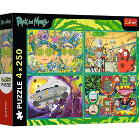 Puzzle "4x250” Lumea nebună a lui Rick și Morty
