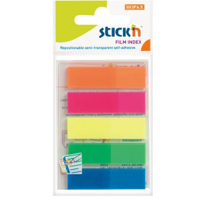 Index-uri din plastic STICKn, neon, 45x12 mm, 5 buc. x 25 file