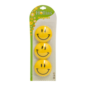 Комплект круглых магнитов "Smile" (d=50mm, 3 шт, желтые) для доски