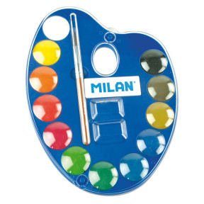 Aquarela MILAN 12 culori, palitra rotundă cu periuță