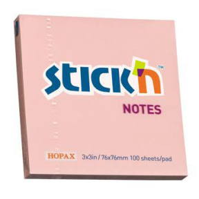 Bloc de hârtie pentru notițe STICKn, 76x76mm, roz, 100 file