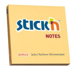 Bloc de hârtie pentru notițe STICKn, 76x76mm, oranj, 100 file