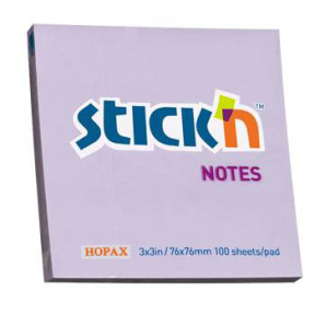 Bloc de hârtie pentru notițe STICKn, 76x76mm, violet, 100 file