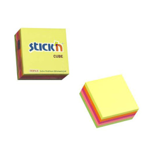 Hârtie pentru notițe, 51x51mm, 250 250 foi, 5 culori, neon, STICKN
