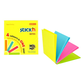 Hârtie pentru notițe STICKN neon, 76x76mm, 4 culori x 25 foi