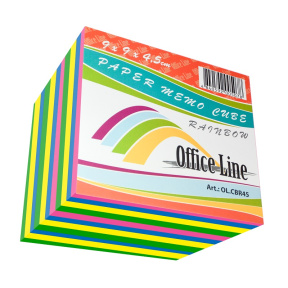 Cub din hârtie pentru notițe OfficeLine, RAINBOW, 90x90x45 mm