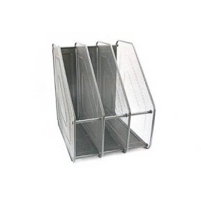 Set de suporturi verticale, 3 sectii, din metal, tip plasa argintin