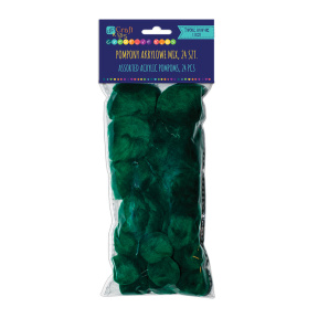 Pompoane acril,  mix verde inchis, 24buc.