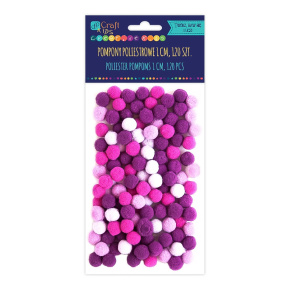 Pompoane pentru decor 1cm mix violet, 120buc.