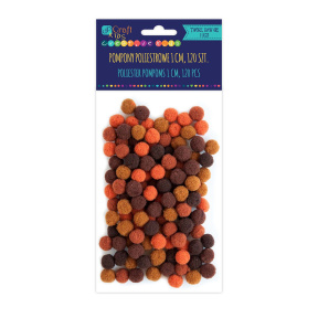 Pom Pom din poliester 1cm MIX maro 120 buc.
