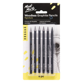 Набор графитовых карандашей Mont Marte, Woodless Graphite, 6 штук