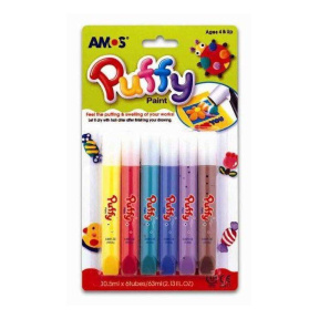 Glitter-adeziv AMOS PAINT PUFFY  volum. (6 culori x 10.5ml)