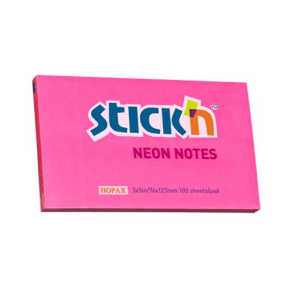 Hârtie pentru notițe 76x127, 100 foi STICKN neon purpuriu