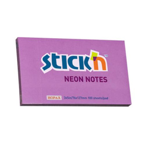 Hârtie pentru notițe 76x127, 100 foi STICKN neon violet