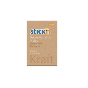 Bloc de hârtie pentru notițe STICKn, 76x51mm, 100 file, Kraft