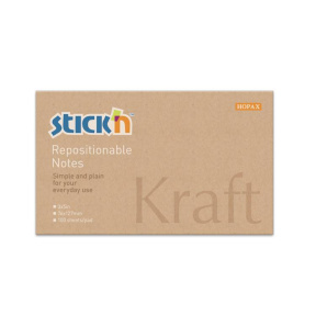 Bloc de hârtie pentru notițe STICKn, 76x127, 100 file, Kraft