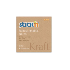 Bloc de hârtie pentru notițe STICK`N, 76x76, 100 file, Kraft