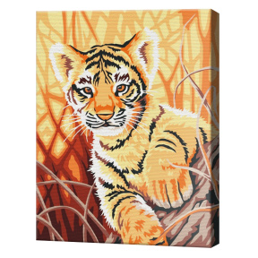 Тигренок в саванне 20x30 см, картина по номерам
