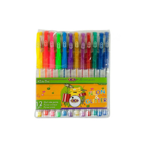 Set de 12 pixuri gel, ZiBi, NEON+GLITTER
