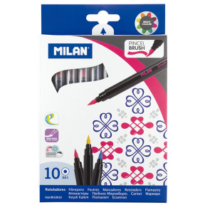 Набор фломастеров MILAN, 10 цветов, кисть