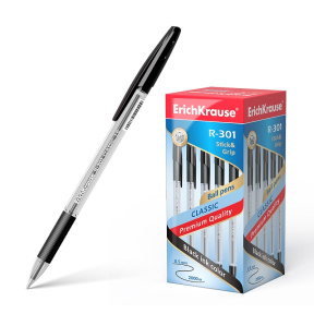 Pix cu bila Erich Krause 1mm, Classic R-301Stick&Grip, negru