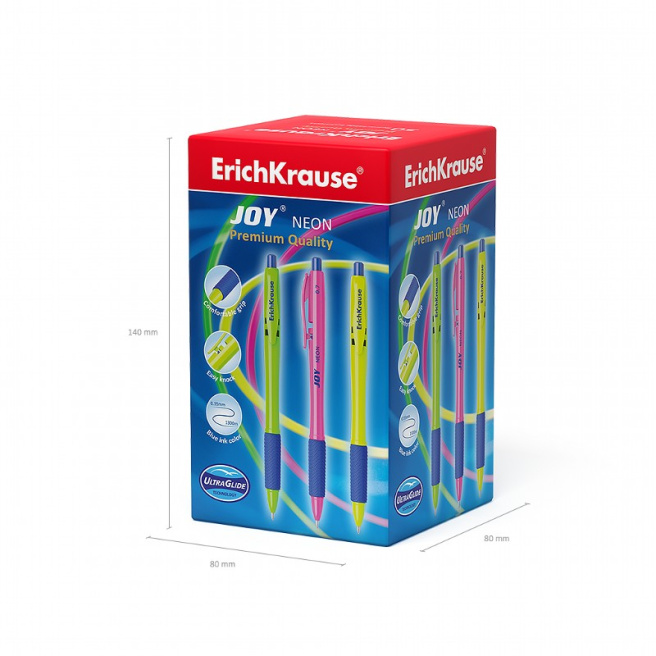 Ручка шариковая на кнопке Erich Krause JOY NEON, синий